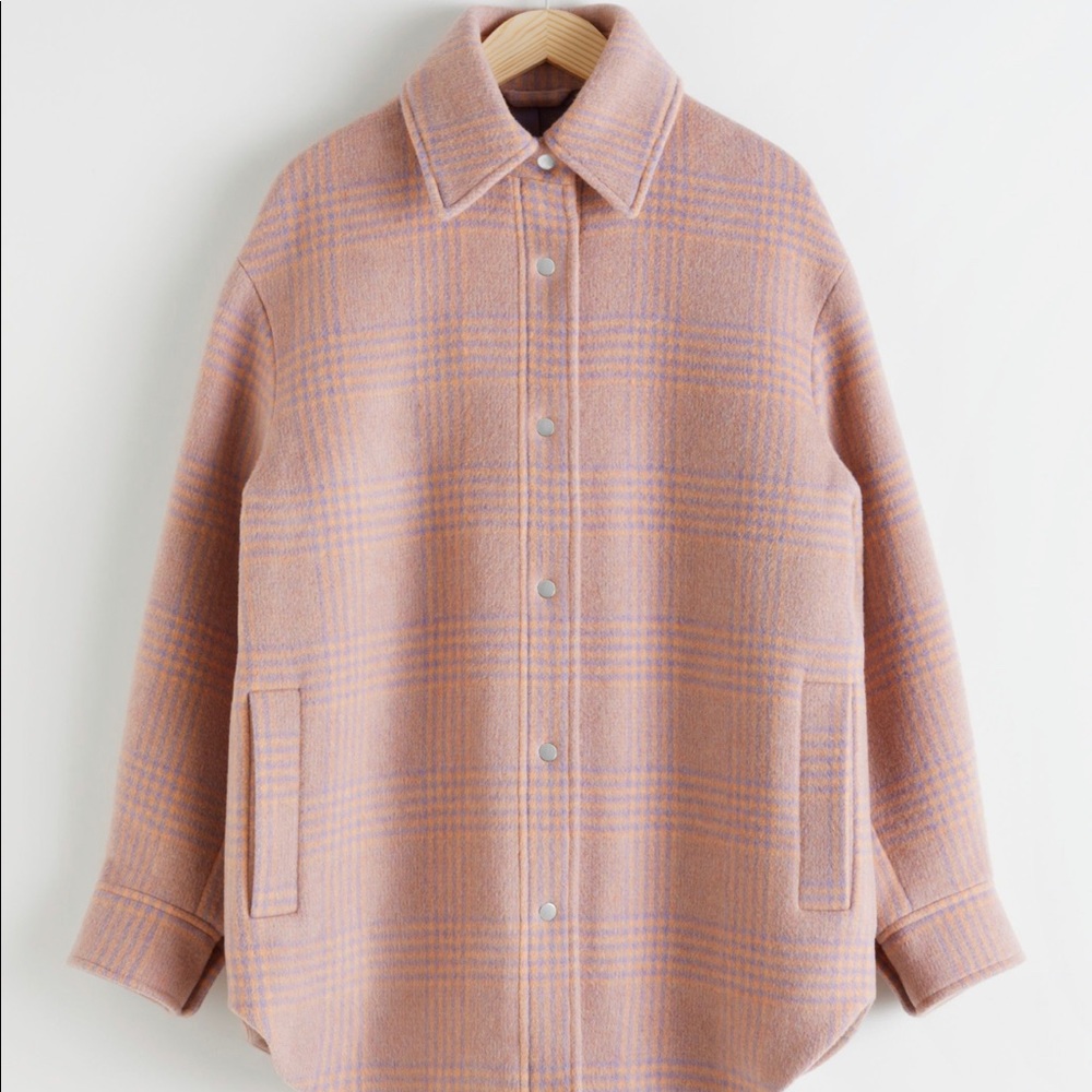 & Other Stories | Lilac Plaid Wool Shirt Jacket